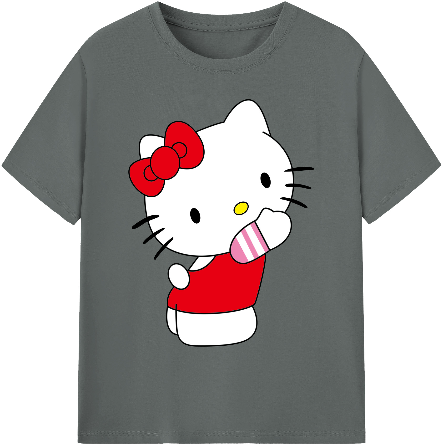 （画像用） Hello Kitty ハローキティ 綿100％ メンズ半袖Tシャツ｜肌触りやわらか＆通気性